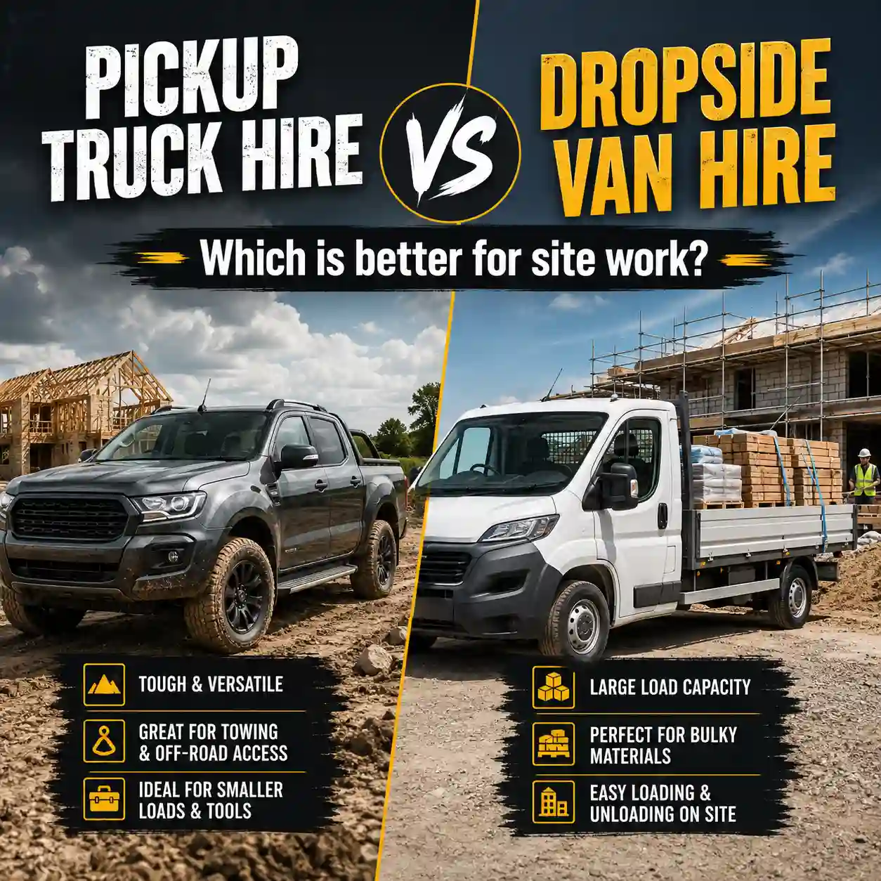 Pickup vs Dropside Hire Guide